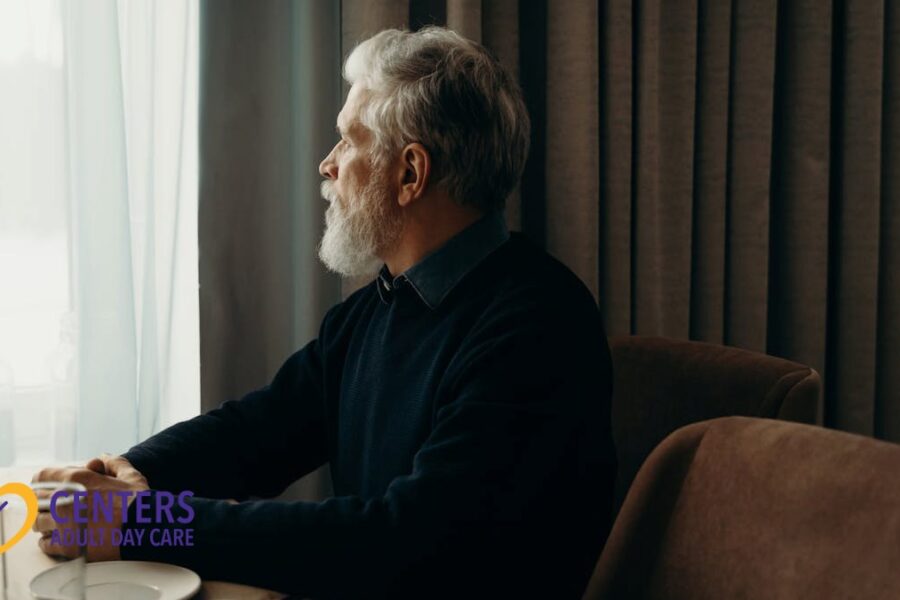 senior sitting alone